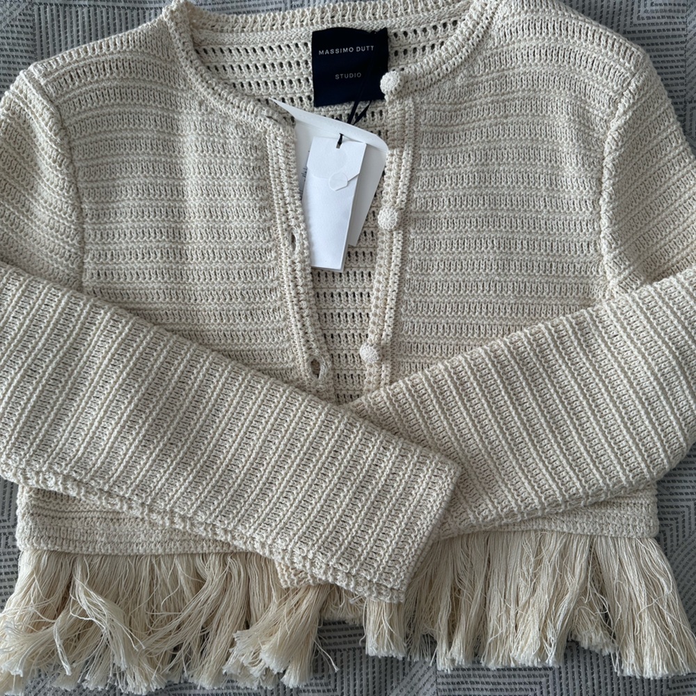 Massimo Dutti crocheted crop jacket